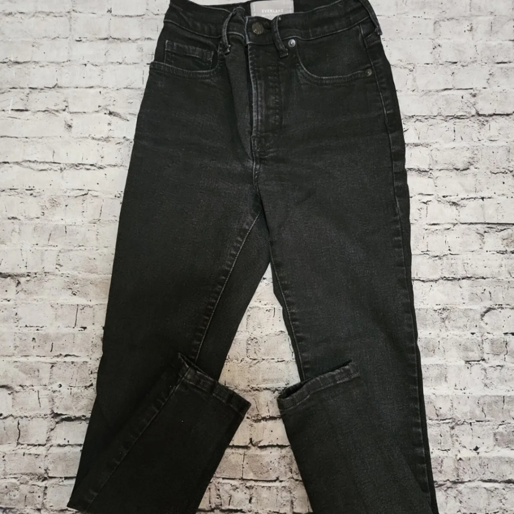Everlane the high rise authentic stretch black ankle jeans size 25 Euc
